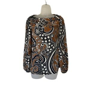 Tory Burch Silk Long Sleeve Blouse Top Shirt Women's Size 0 Knotted Sleeves Boho